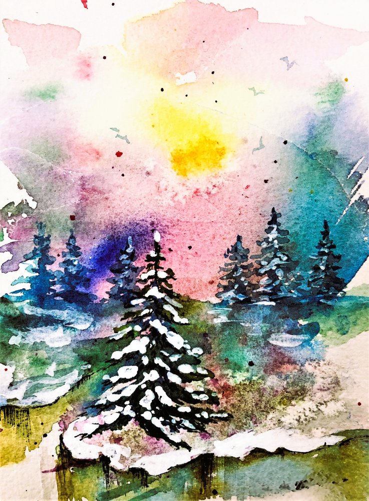 Vibrant Winter Forest by Anda Bieza