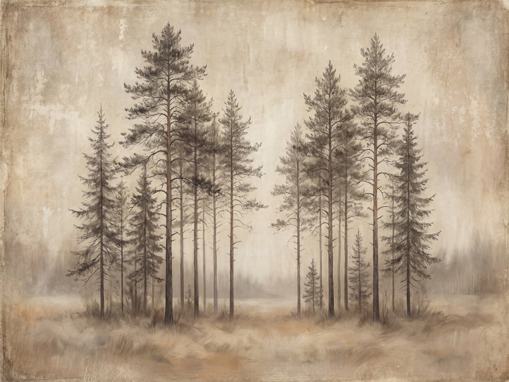 Misty Pine Forest Sketch by Andreas Magnusson