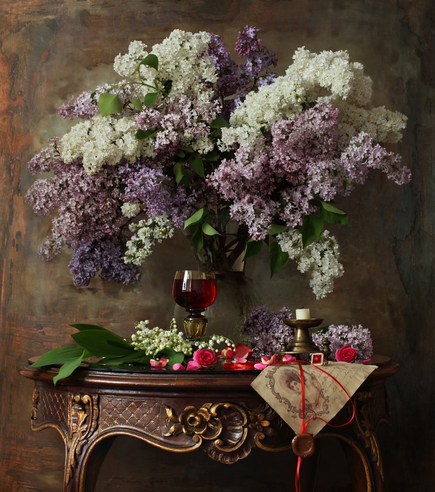 Vintage Lilac Still Life by Andrey Morozov