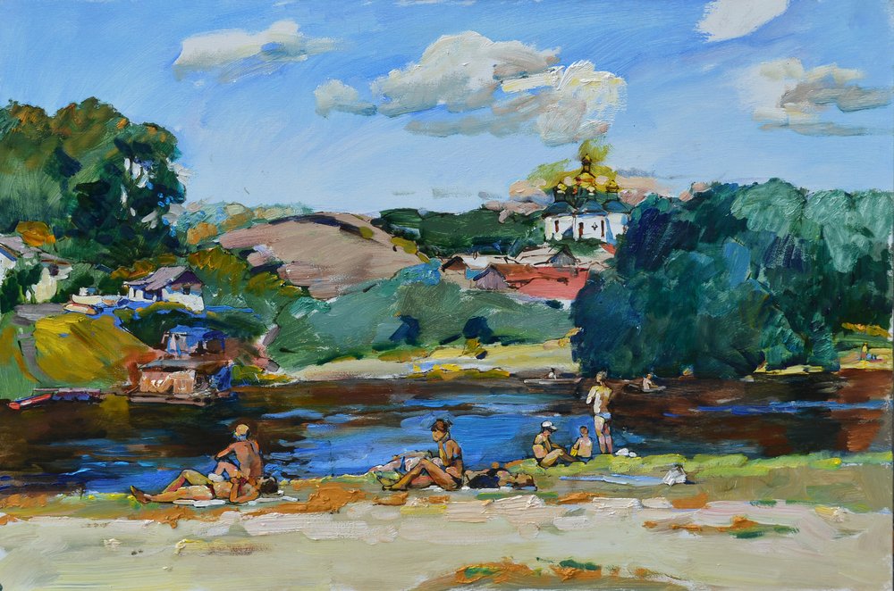 Bathers on the Riverbank by Andrii Kutsachenko