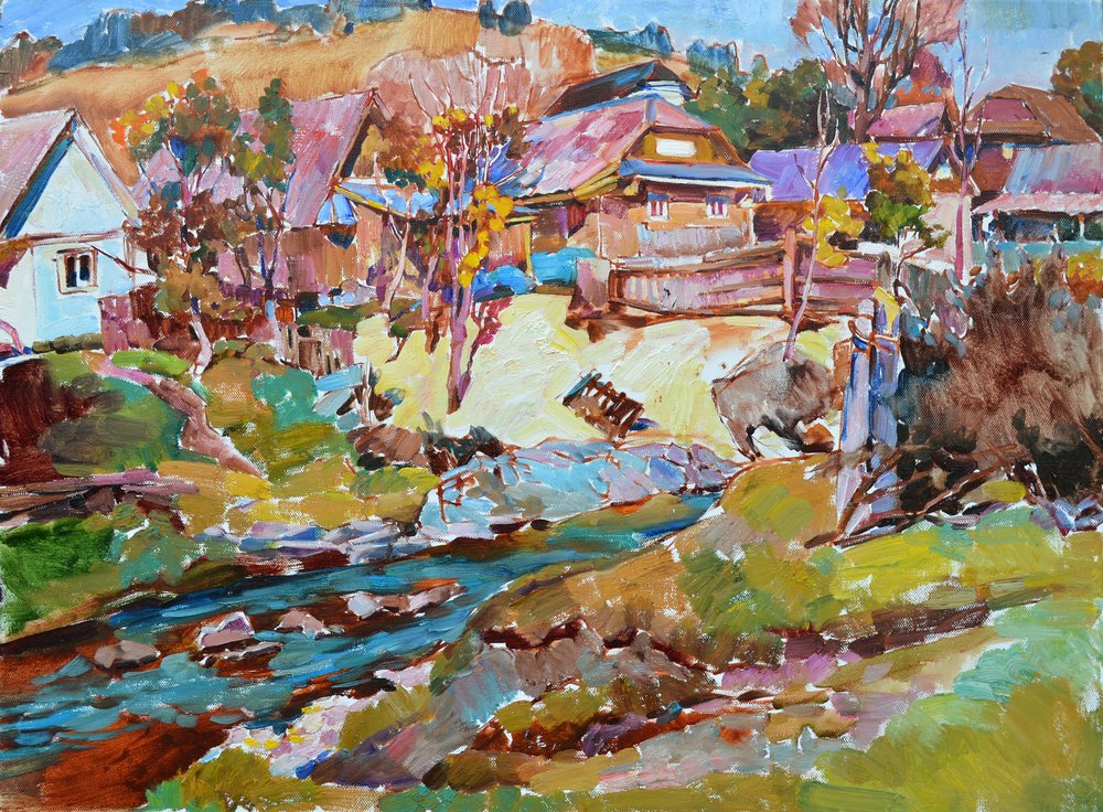 Colorful Autumn Village by Andrii Kutsachenko