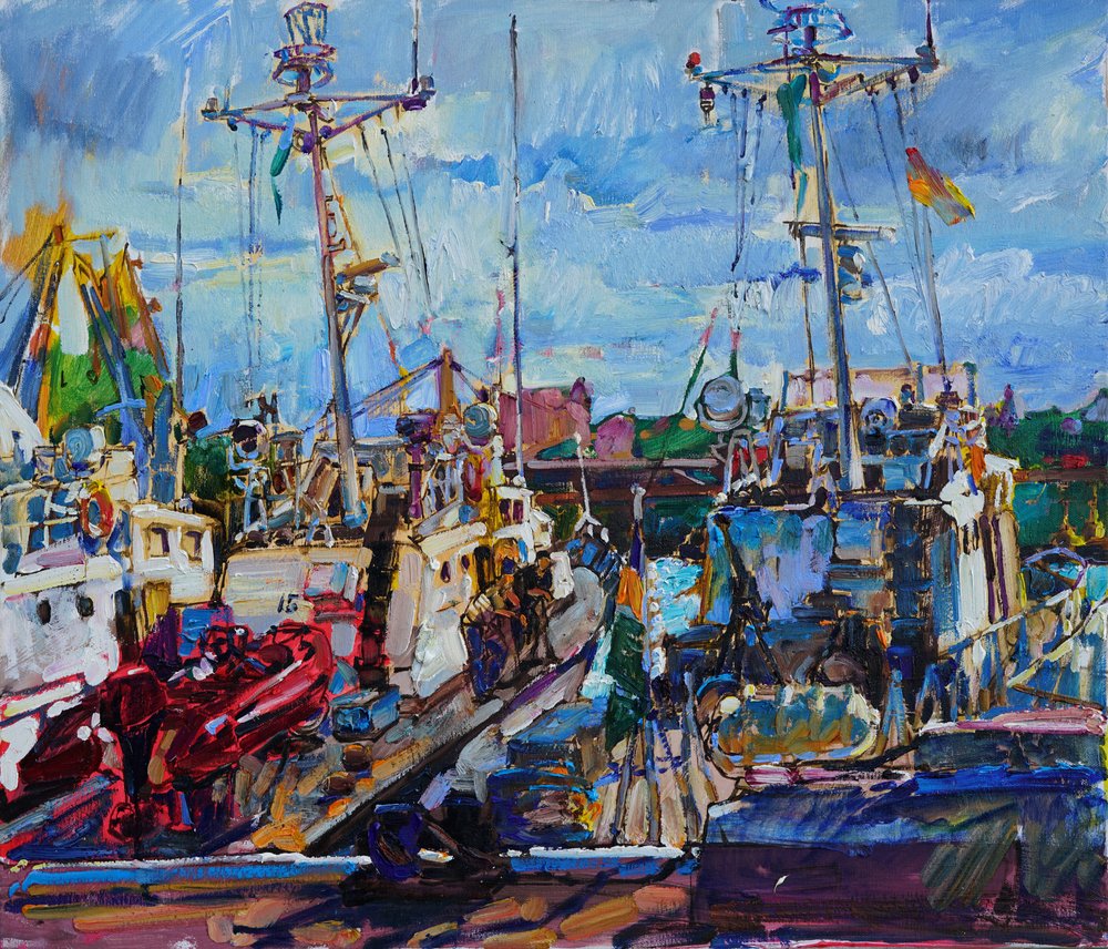 Colorful Harbor Boats by Andrii Kutsachenko