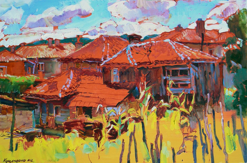 Rustic Village Red Roofs by Andrii Kutsachenko
