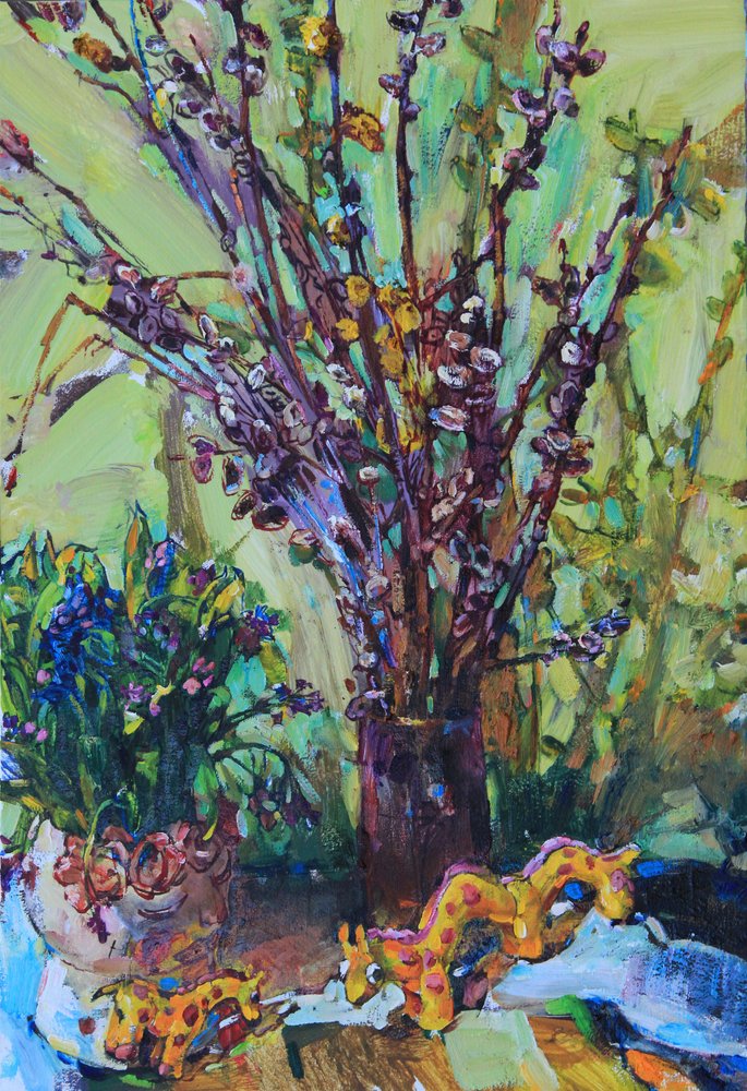 Spring Willows And Giraffes by Andrii Kutsachenko