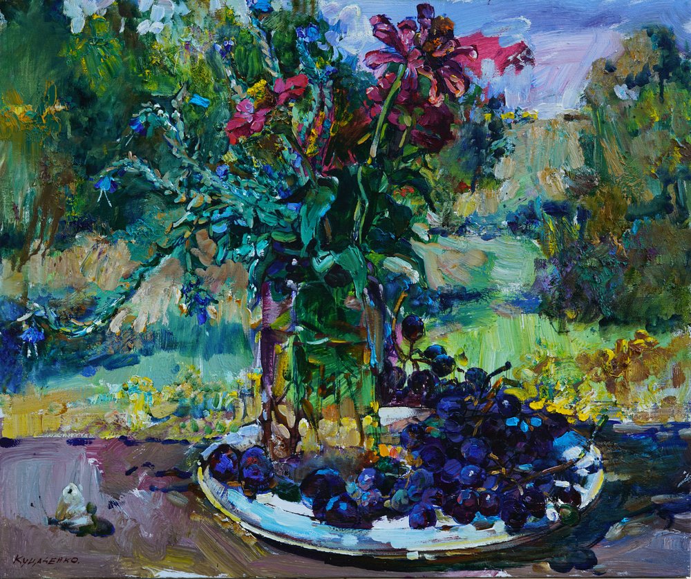 Summer Bouquet with Grapes by Andrii Kutsachenko
