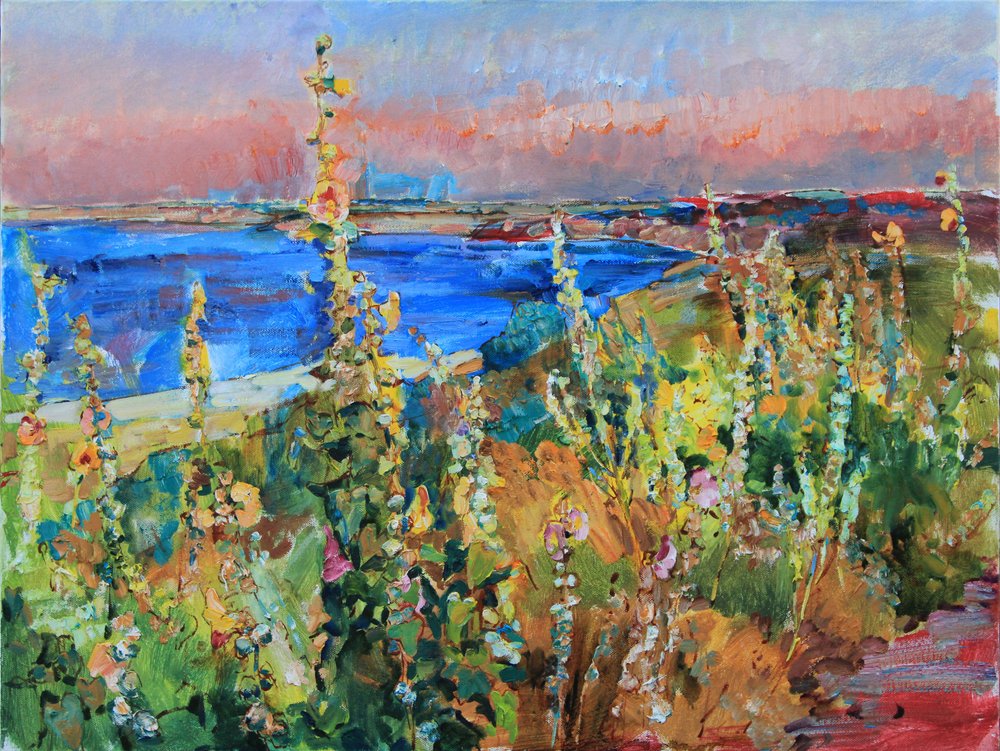 Sunset Over Coastal Blooms by Andrii Kutsachenko