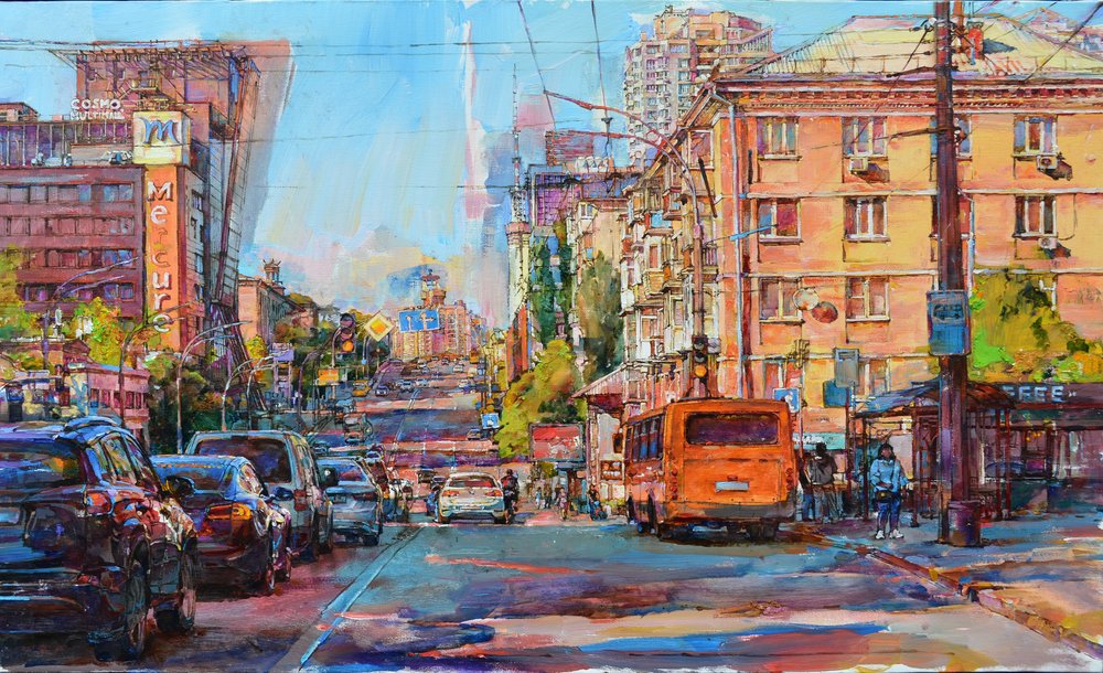Vibrant City Street View by Andrii Kutsachenko