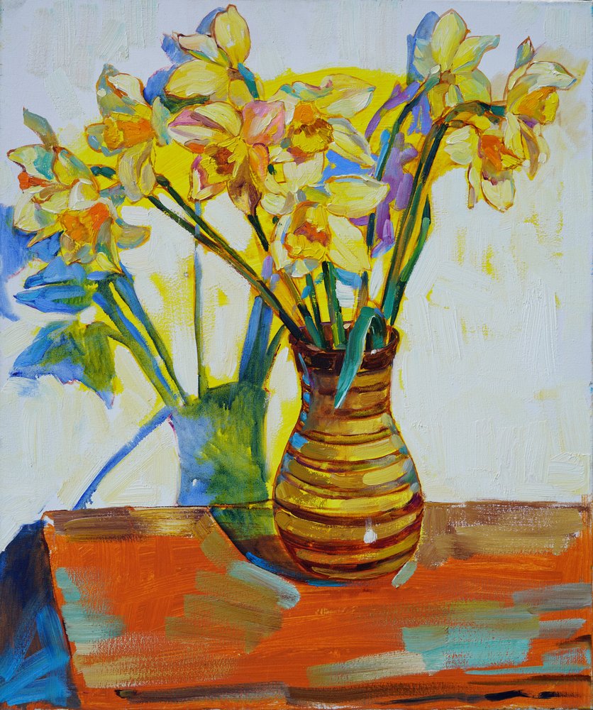 Vibrant Daffodils Still Life by Andrii Kutsachenko