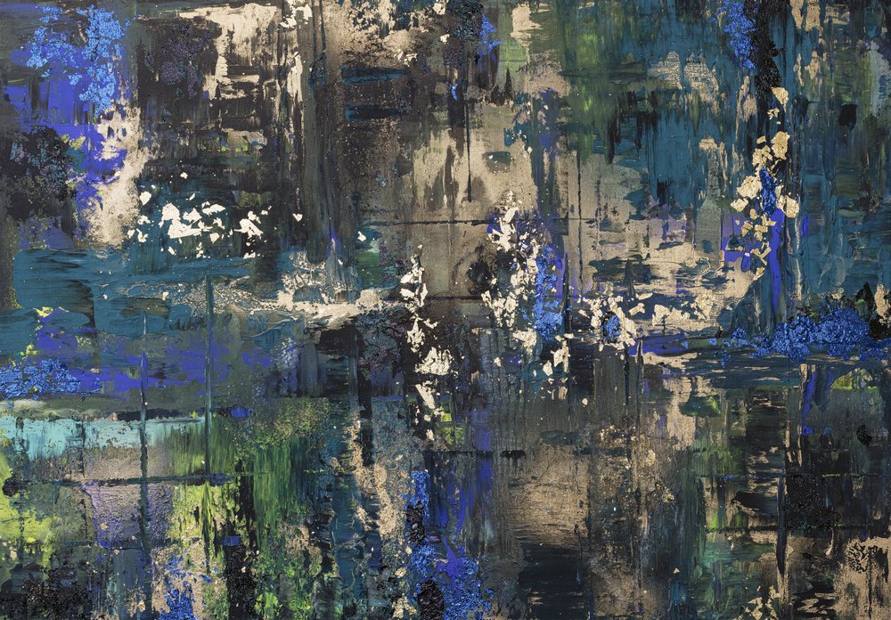 Textured Blue Gold by Anete Purina-Purite