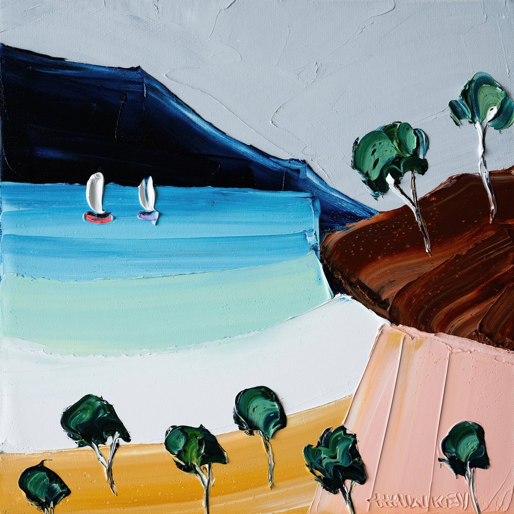 Vibrant Coastal Sailboats by Angela Hawkey