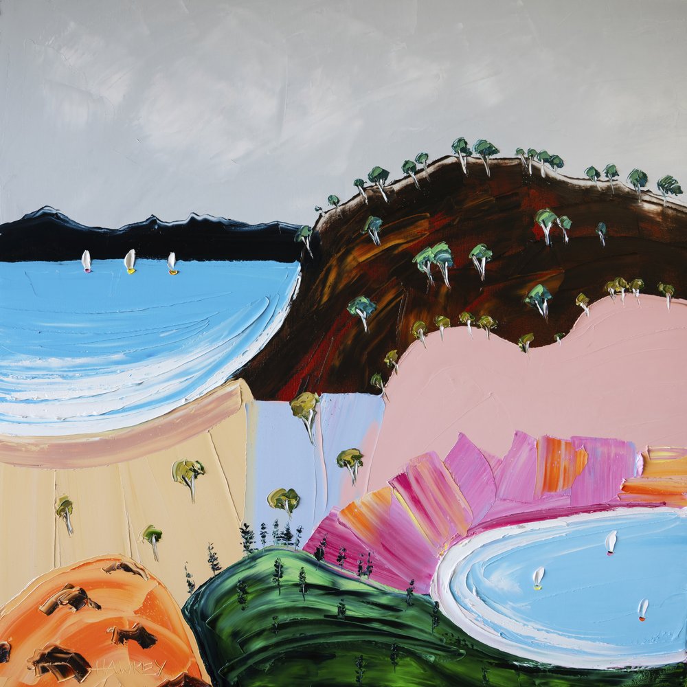 Vibrant Coastal Sailboats by Angela Hawkey