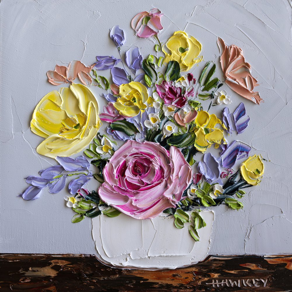 Vibrant Impasto Flowers by Angela Hawkey