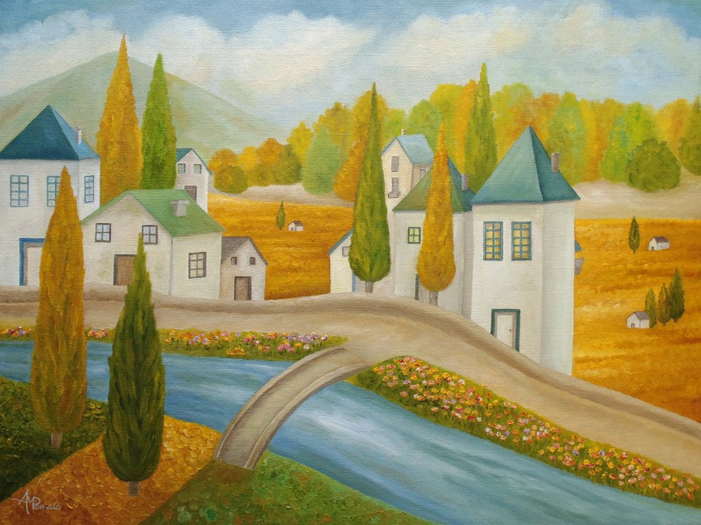 Charming Autumn Village by Angeles M. Pomata