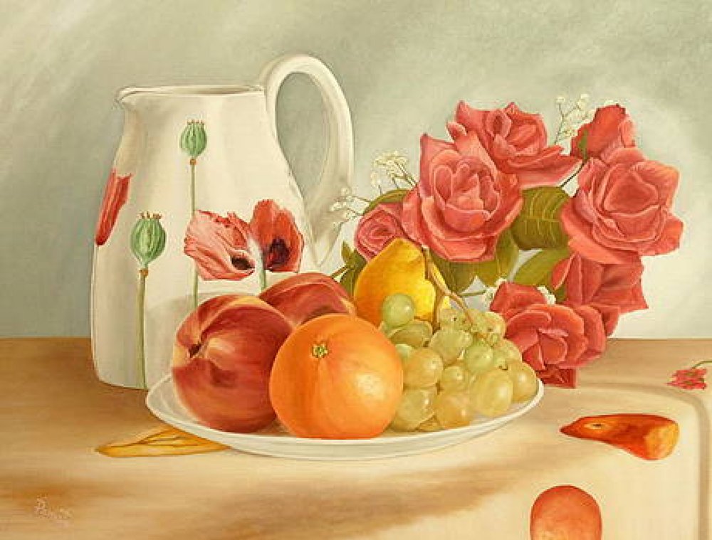 Fresh Fruit and Roses by Angeles M. Pomata