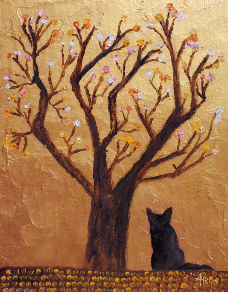Golden Bloom Cat by Angeles M. Pomata