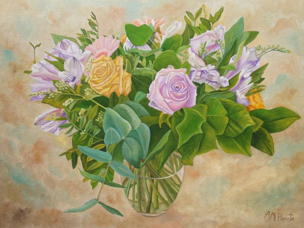 Pastel Bouquet in Glass by Angeles M. Pomata