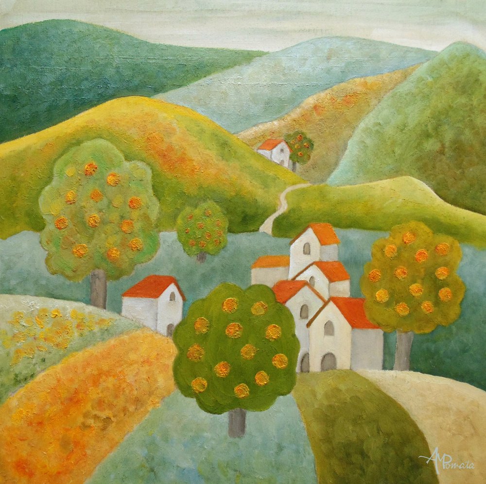 Peaceful Orange Tree Village by Angeles M. Pomata