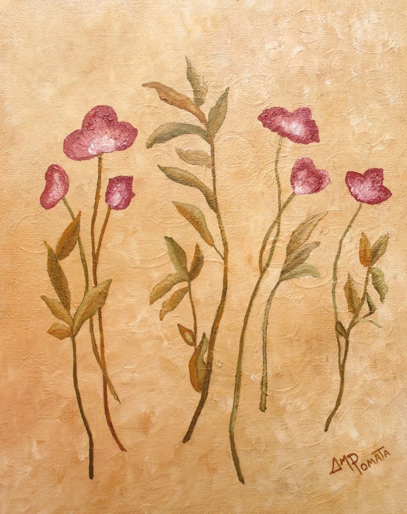 Pink Rustic Flowers by Angeles M. Pomata