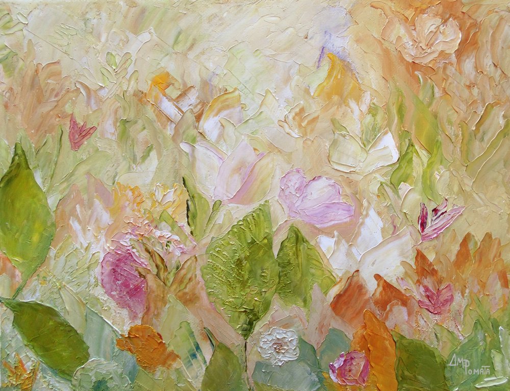 Textured Pastel Flowers by Angeles M. Pomata