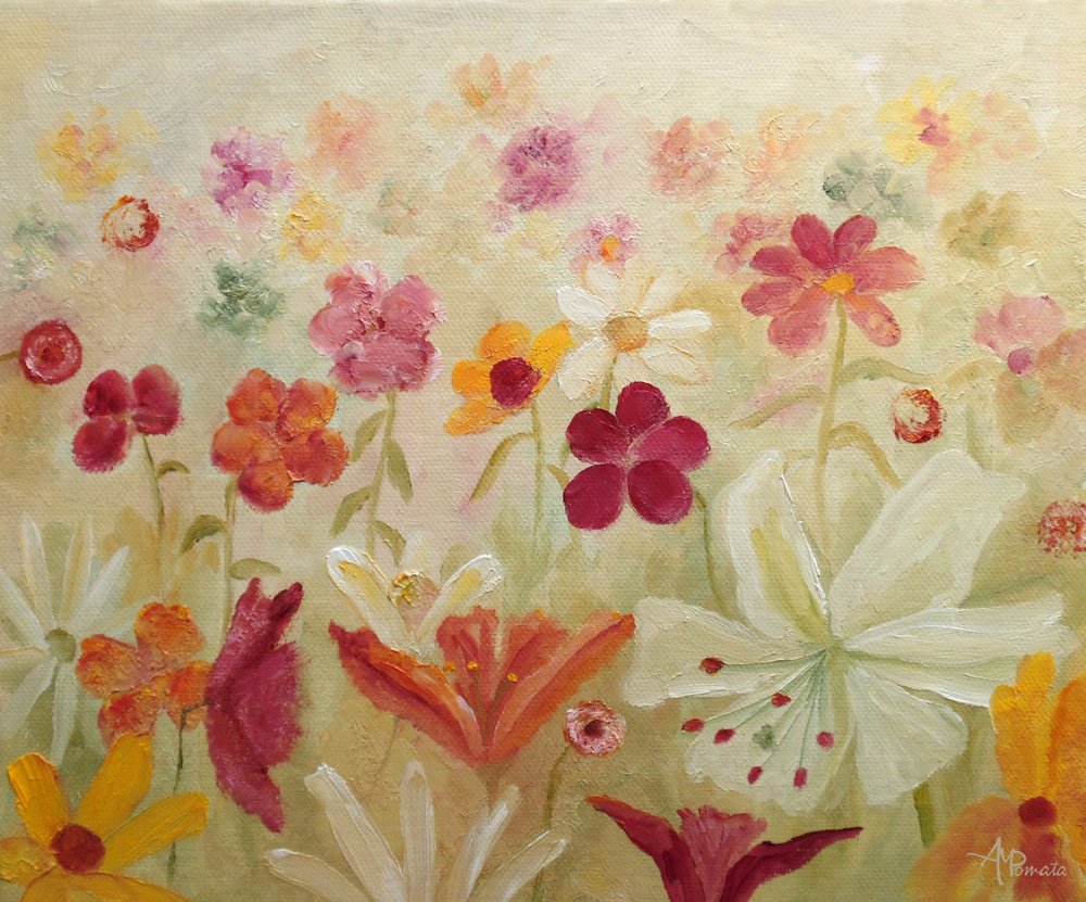 Vibrant Flower Garden by Angeles M. Pomata