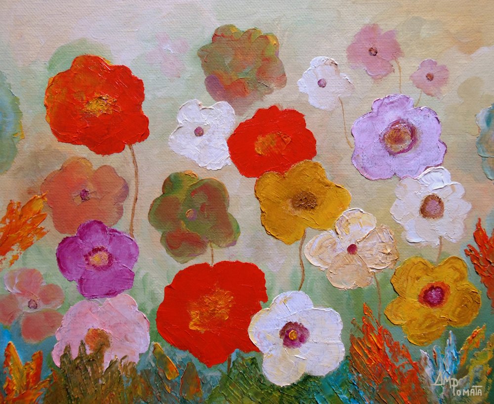 Vibrant Painted Flowers by Angeles M. Pomata