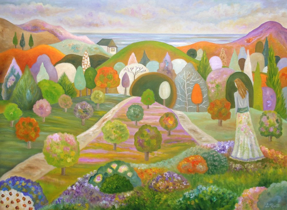 Woman in a Whimsical Garden by Angeles M. Pomata