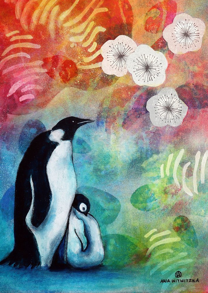 Penguin Family Blossom by Ania Witwitzka