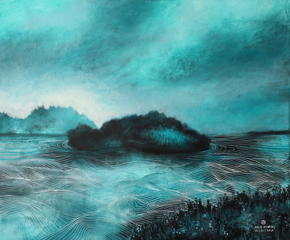 Tranquil Teal Island Waters by Ania Witwitzka