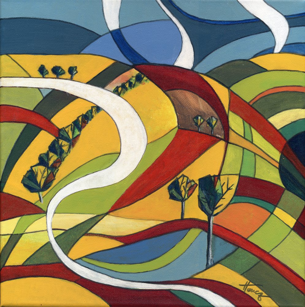 Vibrant Winding Landscape by Aniko Hencz