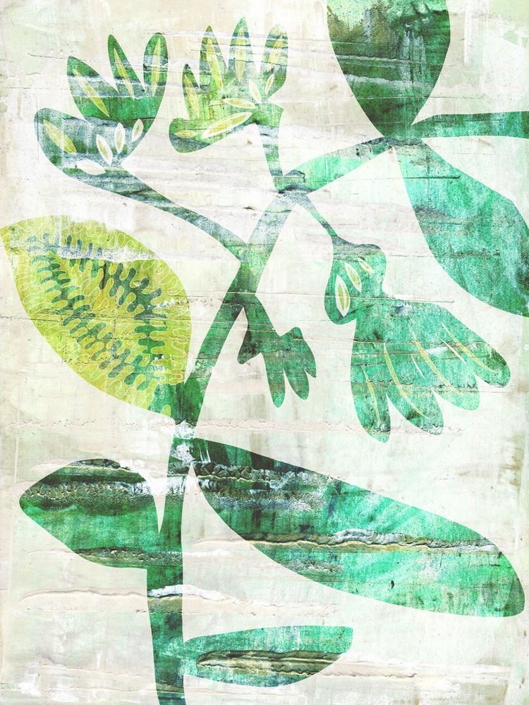 Textured Green Botanicals by Annick