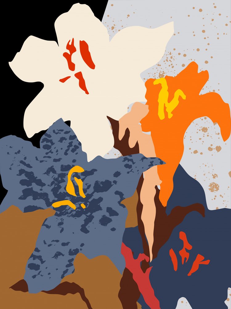 Vibrant Abstract Flowers by Annick