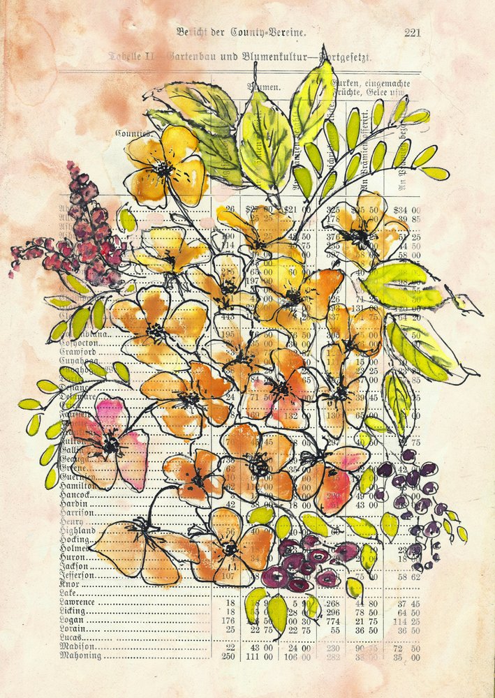 Vintage Floral Document by Annick