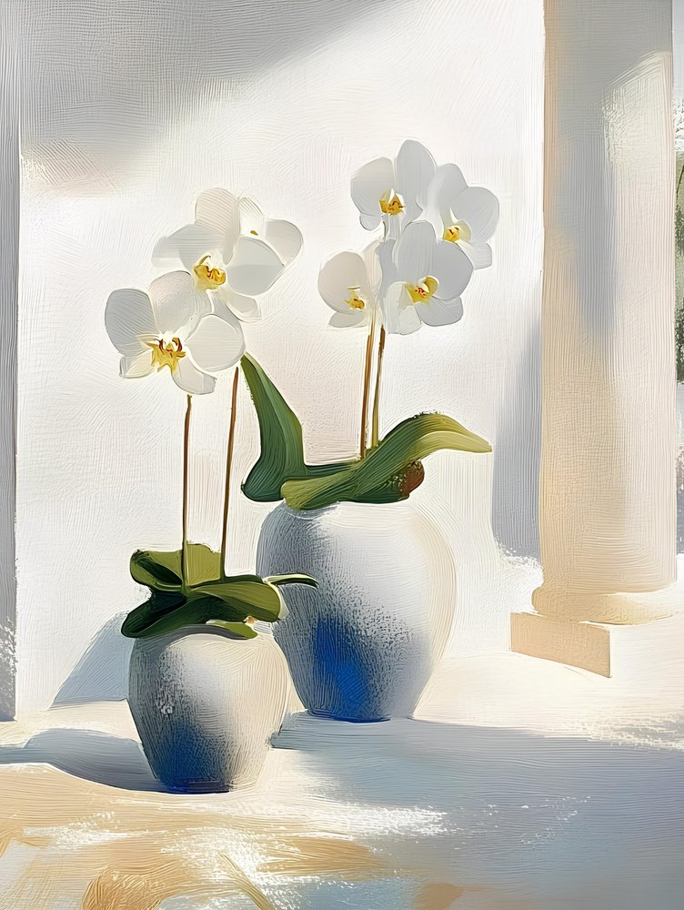 Elegant White Orchids by Avanesova Elena