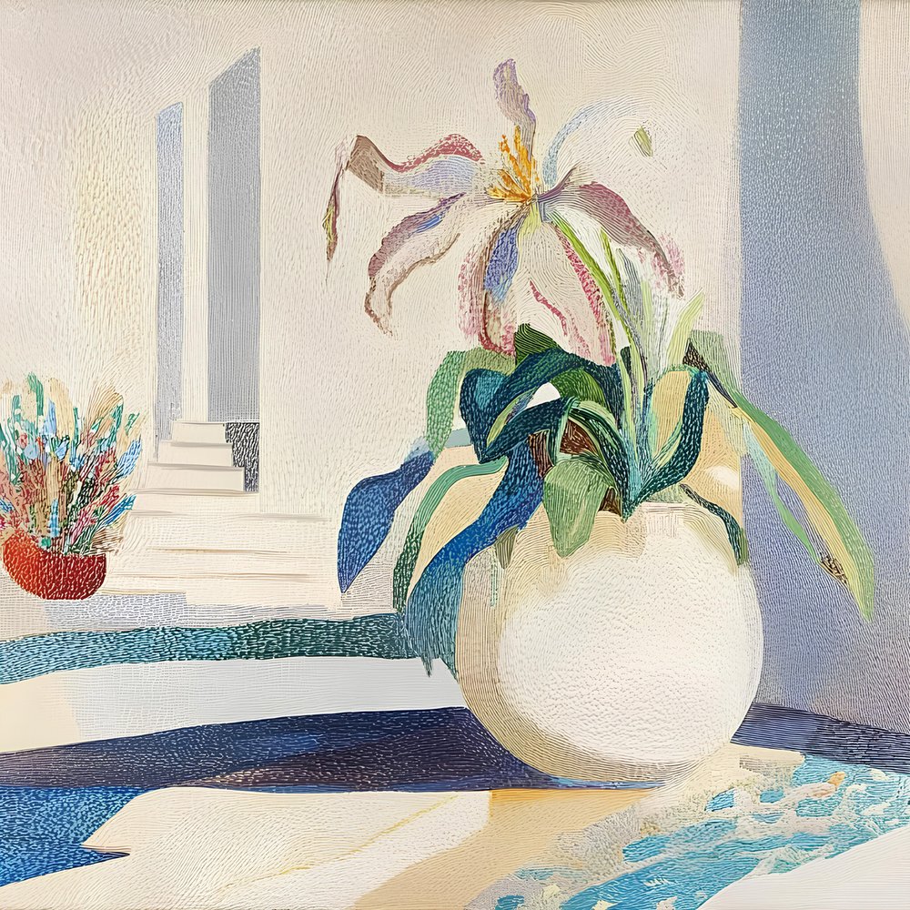 Potted Lily and Steps by Avanesova Elena