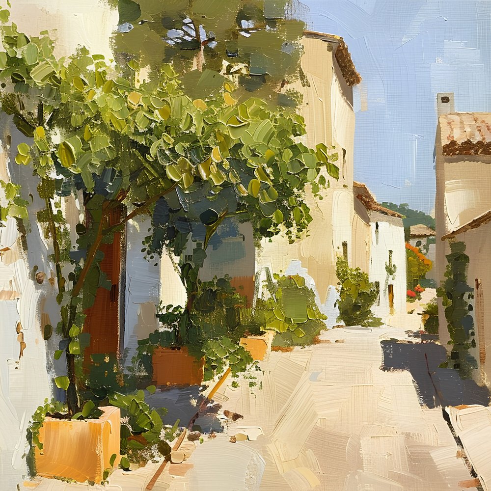 Sunlit Village Lane by Avanesova Elena