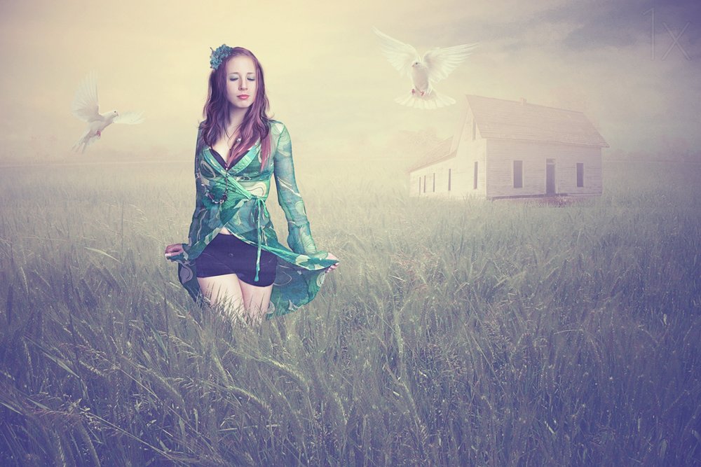 Dreamy Field Woman by Baden Bowen