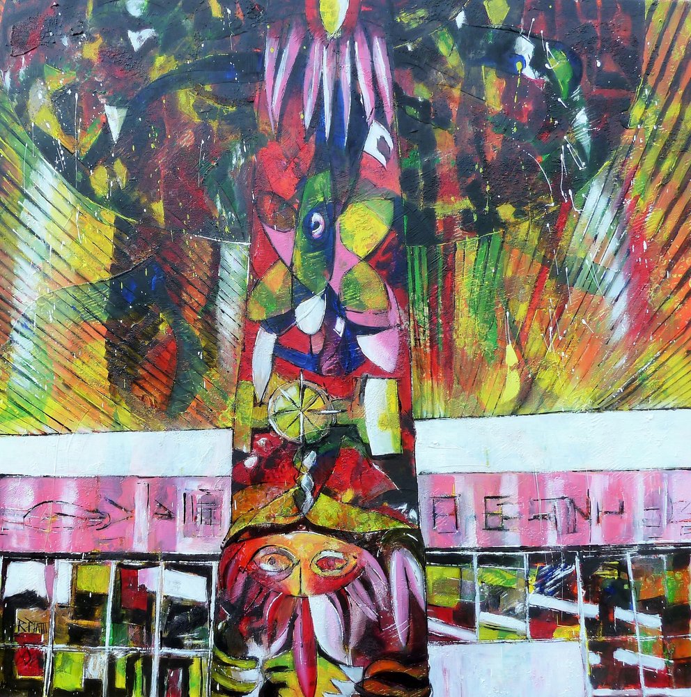 Vibrant City Abstract Column by Barbara Piatti
