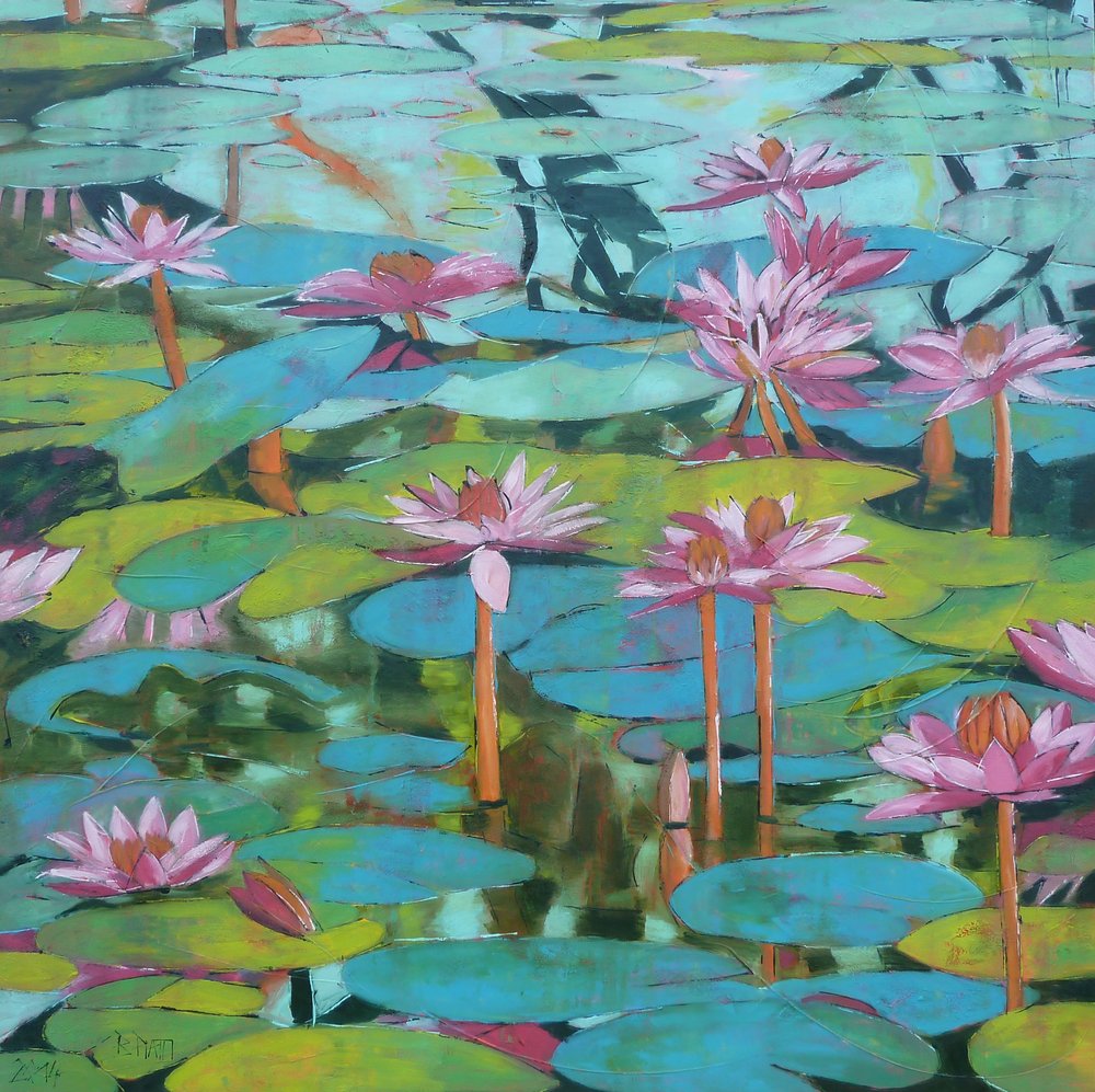 Vibrant Water Lilies by Barbara Piatti