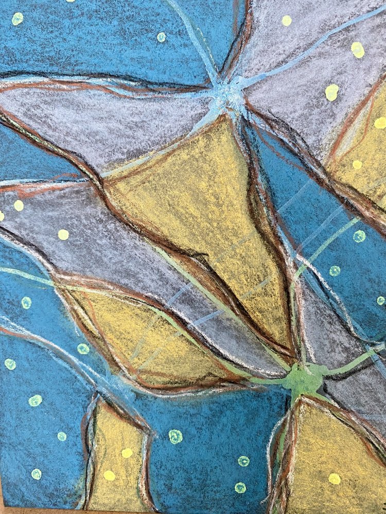 Organic Blue Gold Abstract by Berit Pihl