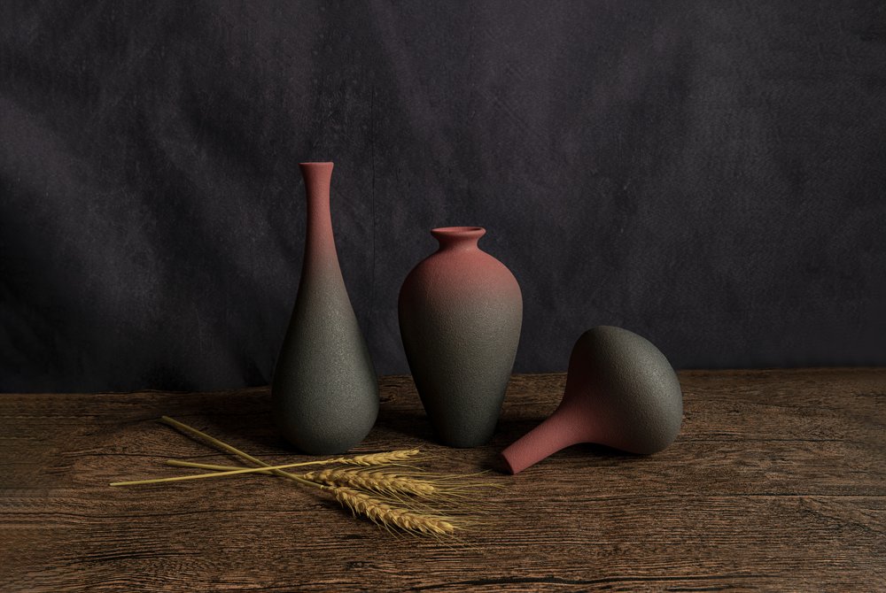 Earthy Vases Still Life by Betty Liu