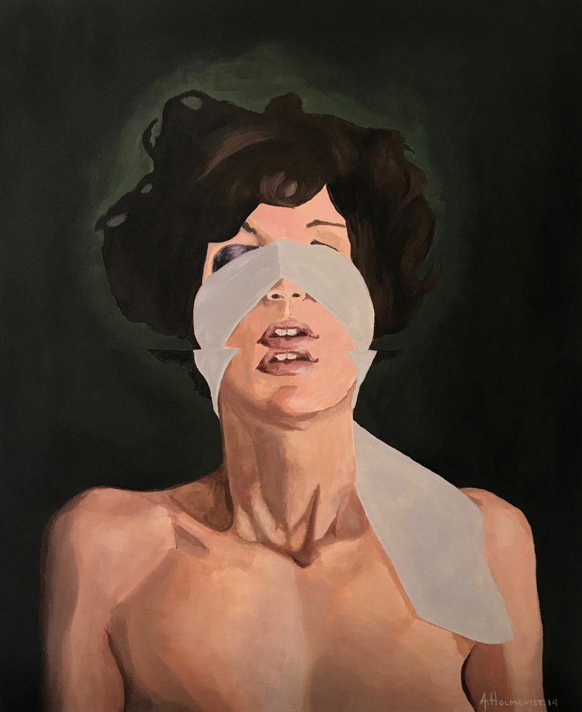 Expressive Blindfolded Woman by Borgenhag Holmqvist