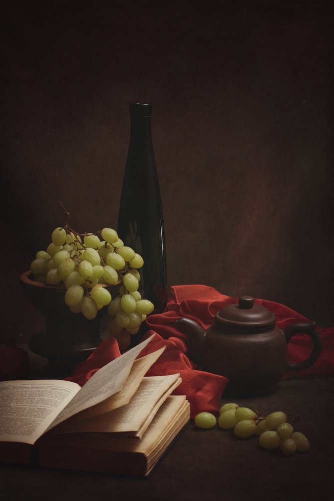 Grapes Old Book Teapot by Brig Barkow