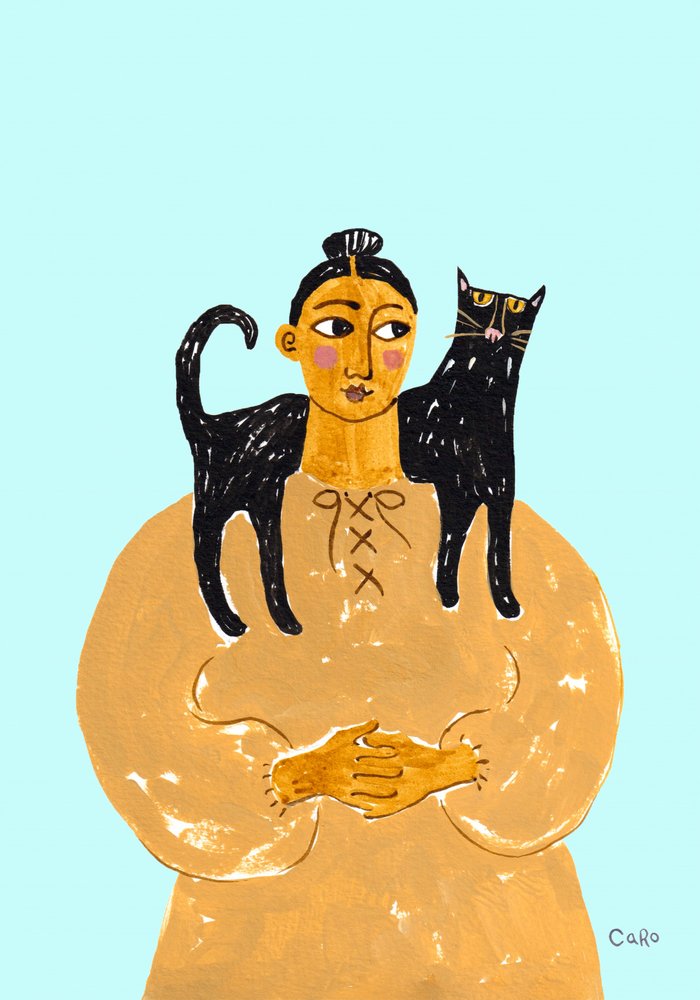 Folk Art Cat Companion by Caroline Roberts