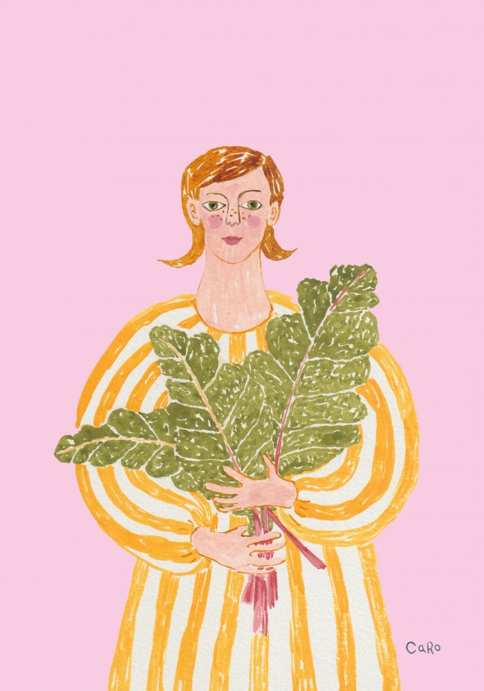 Woman With Fresh Greens by Caroline Roberts