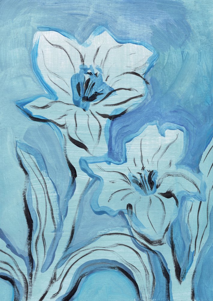 Abstract Blue Blooms by Catalina Somolinos