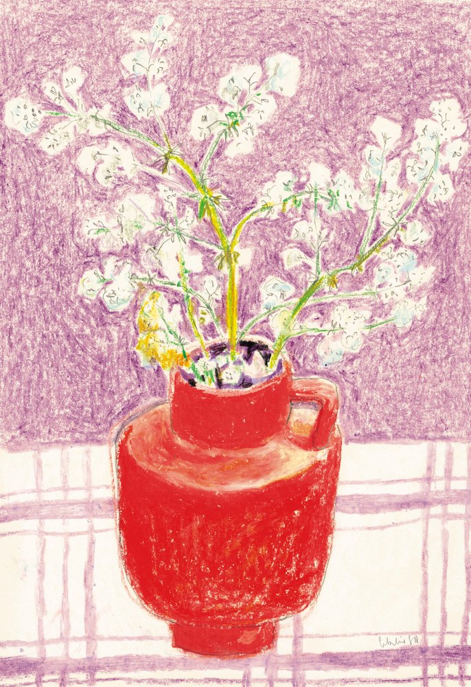 Bright Flowers Red Vase by Catalina Somolinos