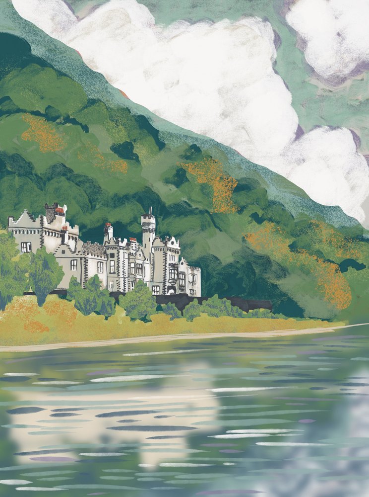 Historic Lakeside Castle by Charlotte Trudgett