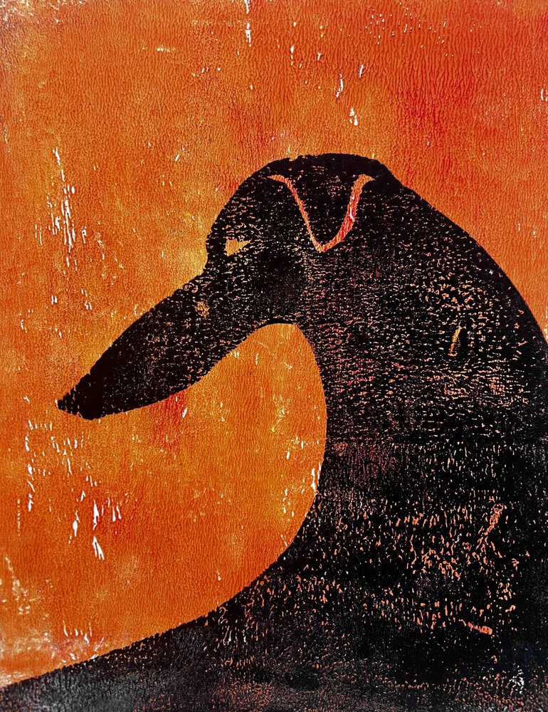Orange Greyhound Silhouette by Christina Misuro
