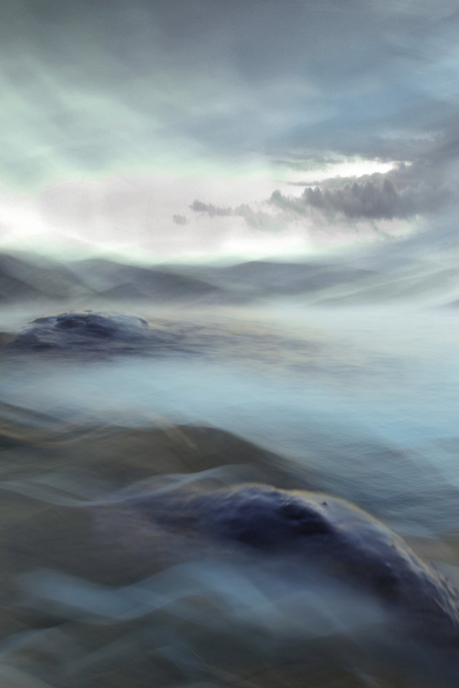 Misty Blue Abstract Landscape by Christina Sillen