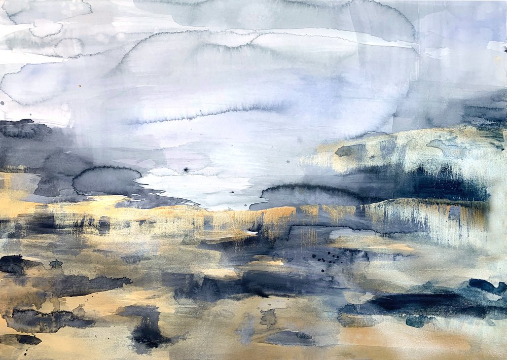 Abstract Golden Horizon by Christine Lindstrom